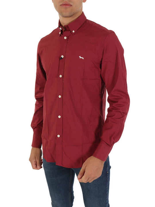 Harmont & Blaine Men's Shirt Long Sleeve Cotton Burgundy