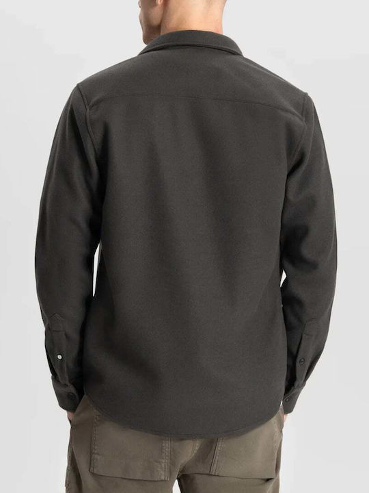 Μακρυμάνικo Φανελένιο Overshirt Γκρι