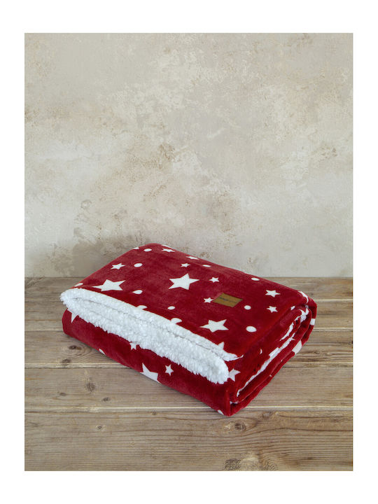 Nima Blanket Velvet Sofa 130x170cm Xmas Star Red