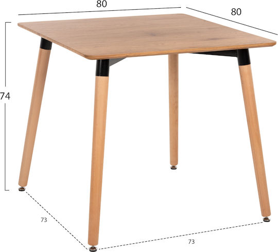 Minimal Square Table Kitchen Wooden 73x73x74cm