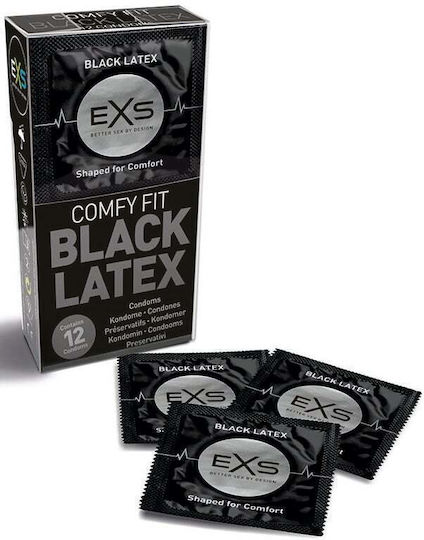 EXS Προφυλακτικά Black Latex Condoms 12τμχ 54mm Λεπτά για Φυσική Αίσθηση Natural Vegan