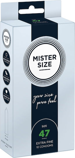 Mister Size Προφυλακτικά Extra Fine Size 47mm 10τμχ 47mm Λεπτά για Φυσική Αίσθηση Natural Vegan