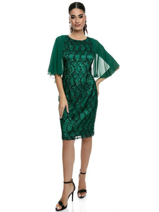 RichgirlBoudoir Midi Rochie pentru Nuntă / Botez cu dantelă Verde