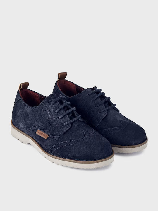 Boys Leather Moccasins with Laces Navy Blue