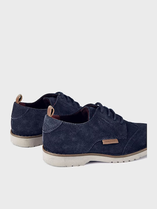 Boys Leather Moccasins with Laces Navy Blue