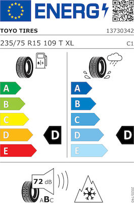 Toyo Open Country A/T III 235/75R15 109T 3PMSF T/A XL 4 Εποχών Λάστιχο για 4x4 / SUV Αυτοκίνητο