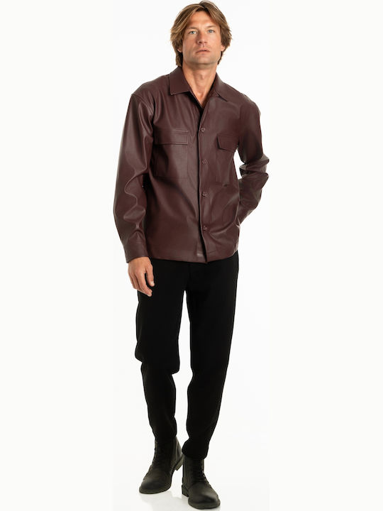 Long Sleeve Burgundy Overshirt