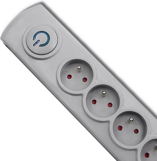 Qoltec Power Strip with Surge Protection 5 Positions with Switch and Cable 1.8m Gray