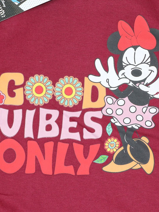 Minnie Παιδικό Φόρεμα Φούτερ Μακρυμάνικο Μπορντό