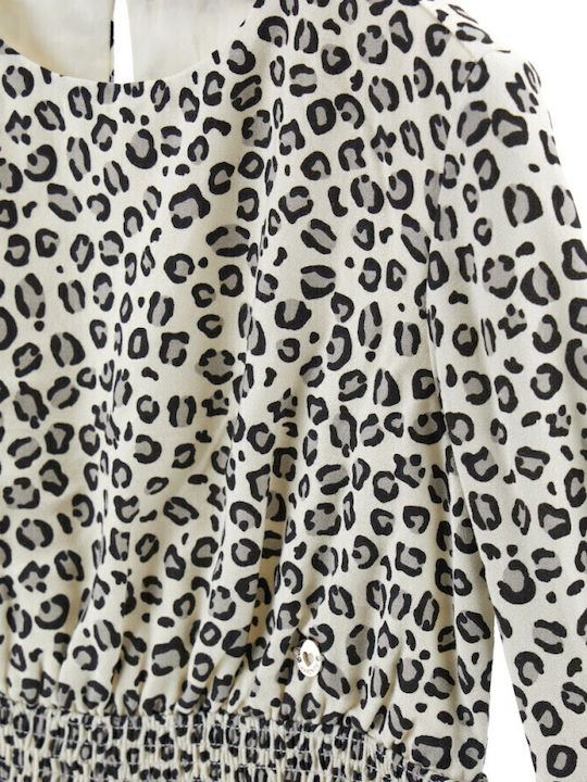 Παιδικό Φόρεμα Μακρυμάνικο Animal Print Μπεζ