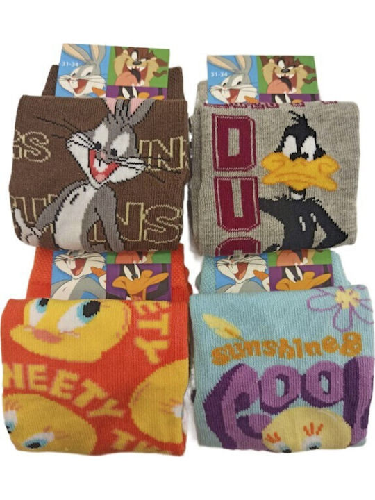 Disney Kids' Socks Knee-High Looney Tunes Multicolored 4 Pairs