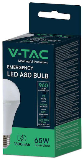V-TAC LED Φωτιστικό Ασφαλείας Εξόδου με Τροφοδοσία Μπαταρίας
