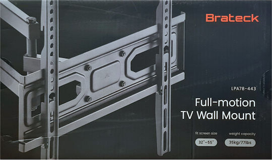 Brateck LPA78-443 TV Wall Mount with Arm up to 65" and 35kg Black