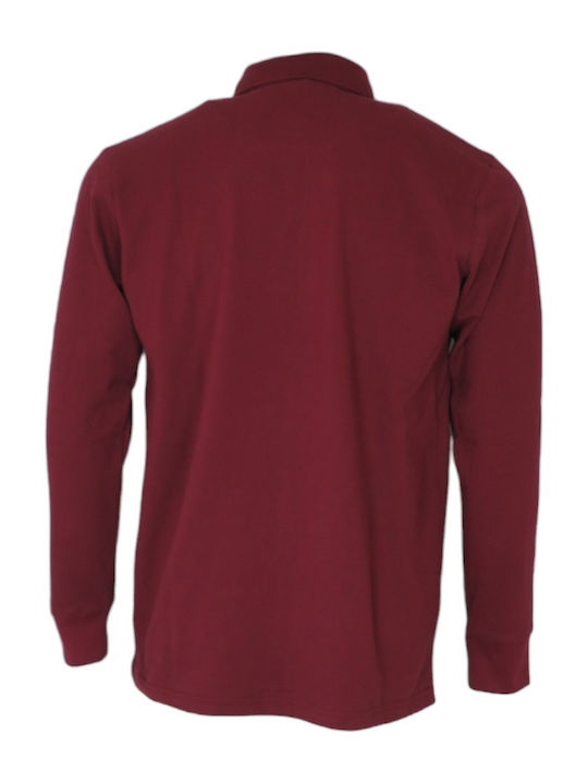 Everbest Men's Long Sleeve Blouse Polo Burgundy