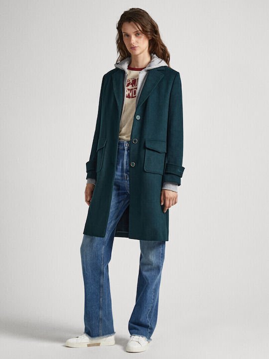 Nica Women's Green Coat with Buttons