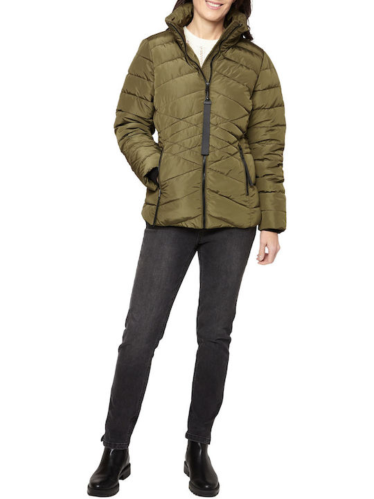 Jensen Woman Kurz Damen Puffer Jacke Wasserdicht für Winter Khaki