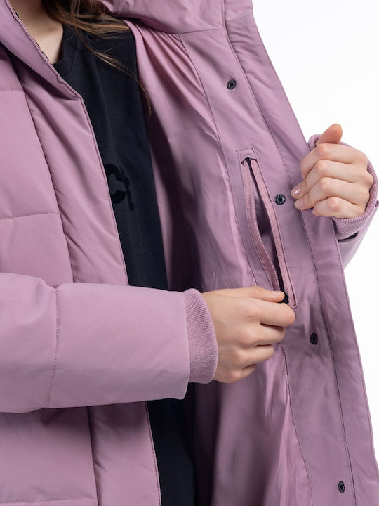 Scurtă Jachetă de femei Puffer pentru iarnă Roz