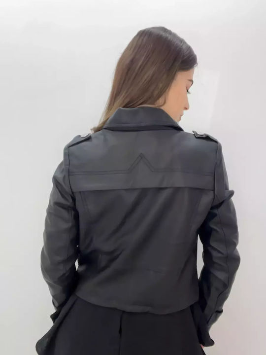 Bebe Plus Women's Short Lifestyle Leather Jacket for Winter Black
