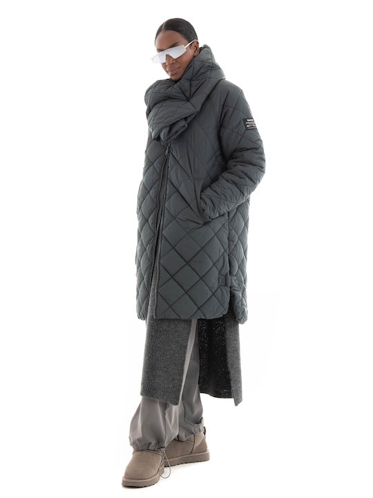 Ecoalf Lang Damen Puffer Jacke für Winter Grün