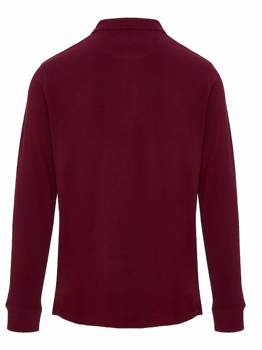 Polo Langarmbluse Burgundisch