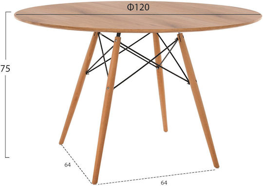 Minimal Round Kitchen Natural 64x64x75cm