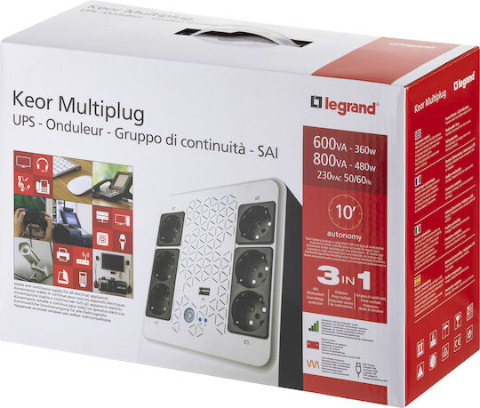 Legrand Keor Multiplug FR UPS Line-Interactive 600VA 360W με 6 Schuko Πρίζες