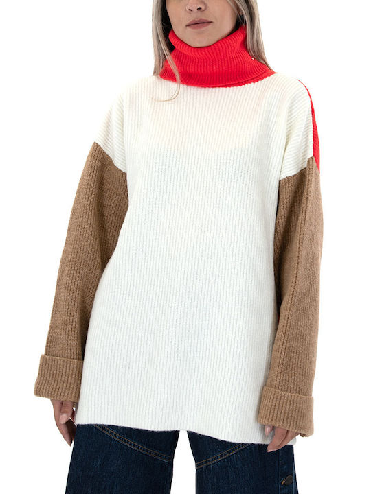 Tailor Made Knitwear Women's Long Sleeve Sweater Turtleneck Beige