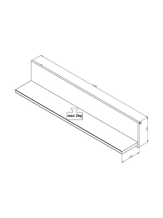 Ράφι Τοίχου Kent ZP Grey Oak / White Oak 120x19.5x22εκ.