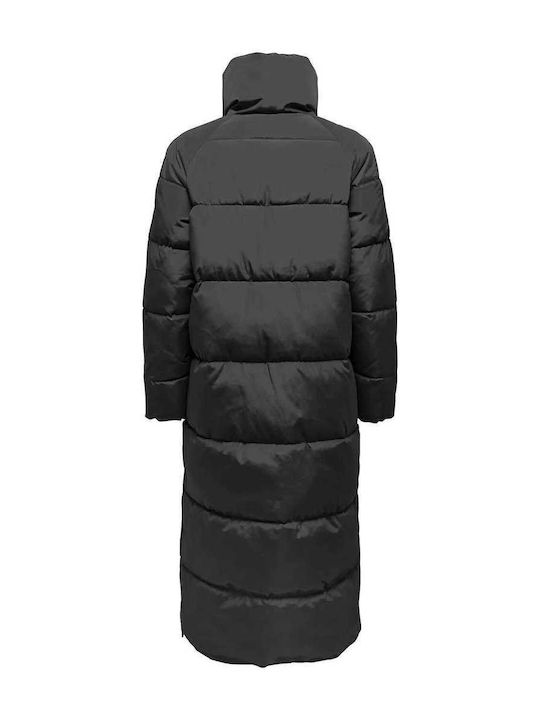 Only Women's Long Puffer Jacket for Winter Black