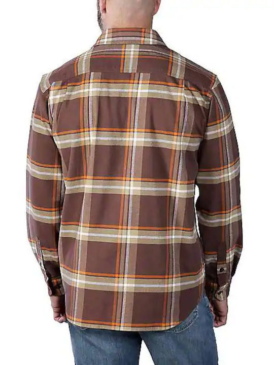 Carhartt Men's Shirt Long Sleeve Flannel Checked Brown