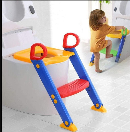 Toddler Toilet Seat with Footrest Handles and Multicolour Removable Cushion