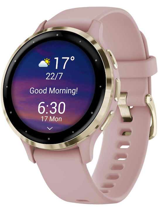 Garmin Venu 3S 41mm Αδιάβροχο Smartwatch με Παλμογράφο (Soft Gold Stainless Steel Bezel with Dust Rose Case and Silicone Band)