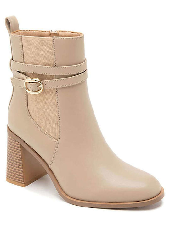 Keep Fred Women's Medium Heel Chelsea Boots Beige