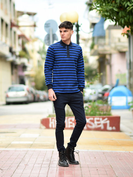 Polo Langarmbluse Blau