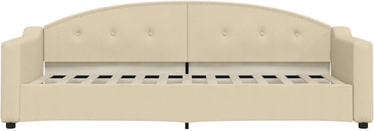 Sofa Bed Single Upholstered with Fabric Beige with Slats for Mattress 80x200cm