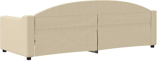 Sofa Bed Single Upholstered with Fabric Beige with Slats for Mattress 80x200cm