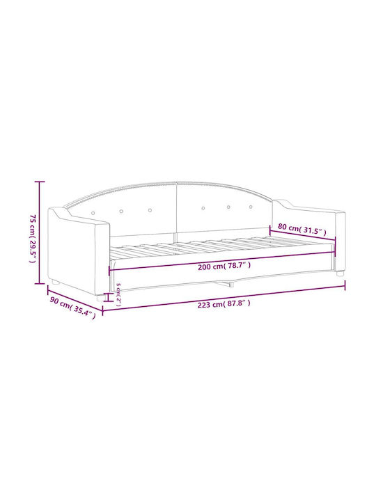Sofa Bett Einzelbett Mit Stoff bezogen Beige mit Latten für Matratze 80x200cm