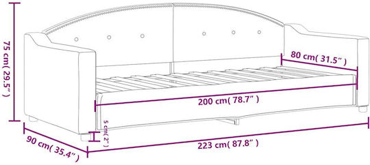 Sofa Bed Single Upholstered with Fabric Beige with Slats for Mattress 80x200cm
