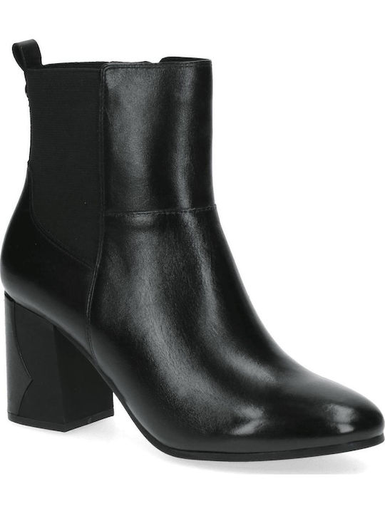 Leather Women's Chelsea Boots with Medium Heel Black