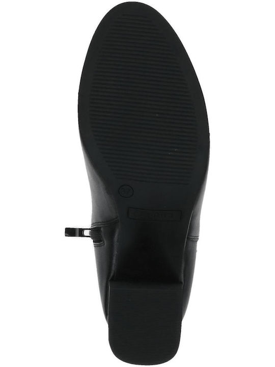 Leather Women's Chelsea Boots with Medium Heel Black