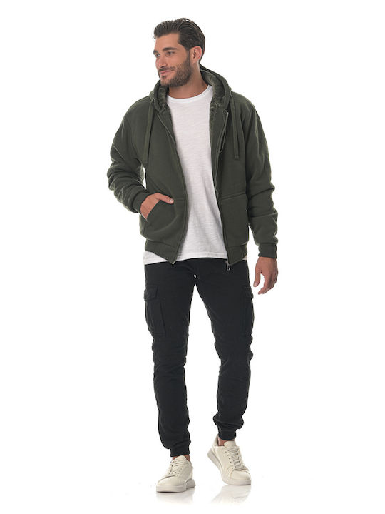 G Secret Men's Sweatshirt Jacket with Hood Khaki