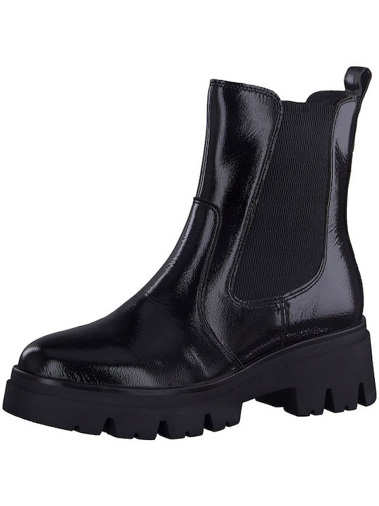 Tamaris Comfort Damen Knöchelstiefel aus Lackleder Schwarz