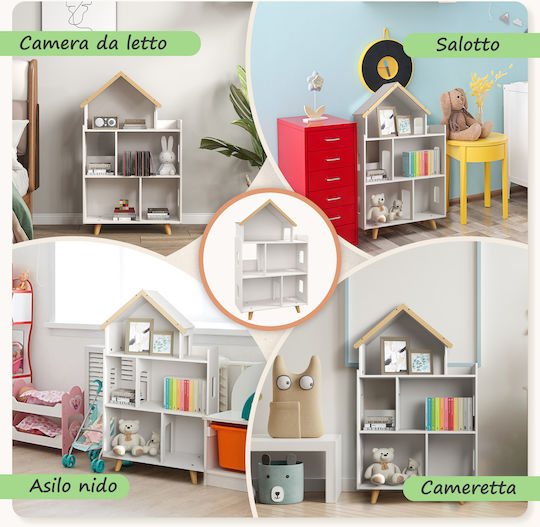 Bücherregal Boden Weiß 65x25x108.5cm