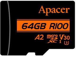 Apacer SDXC 64GB Clasa 10 U3 V30 A2 UHS-I cu adaptor