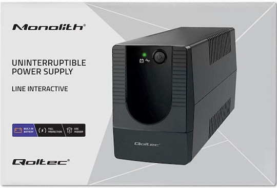 Qoltec FR UPS Line-Interactive 850VA 480W με 2 Schuko Πρίζες