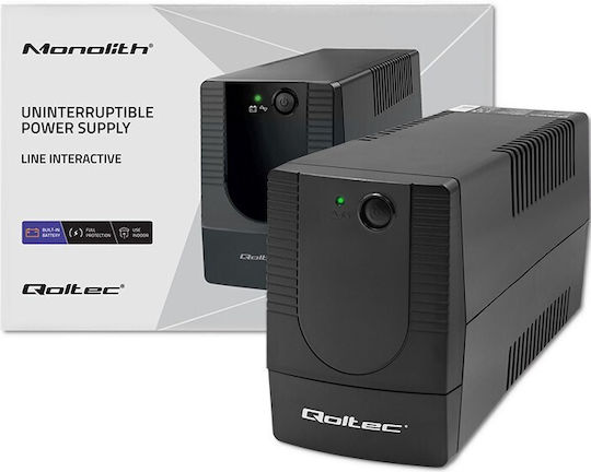 Qoltec FR UPS Line-Interactive 850VA 480W με 2 Schuko Πρίζες