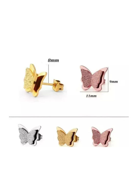 Bode Hypoallergenic Kids Earrings Studs Butterflies from Steel Rose Gold