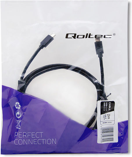 Qoltec USB 3.1 Cable USB-C male - USB-C Μαύρο 2m 52351