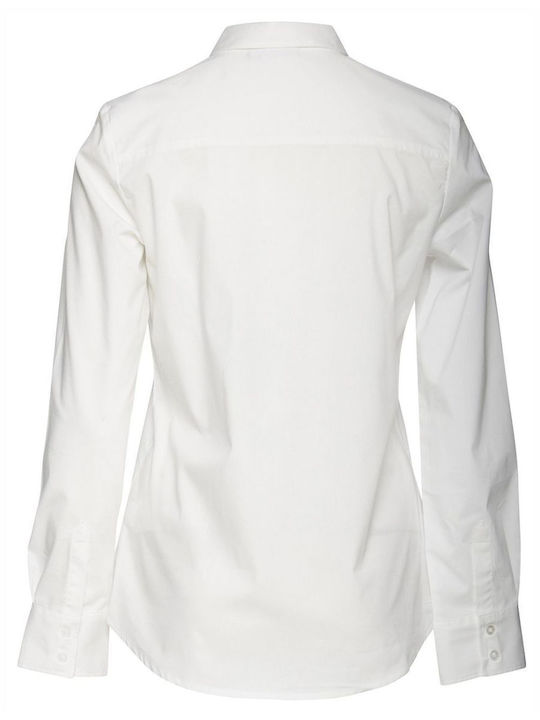 Fransa Women's Monochrome Long Sleeve Shirt White