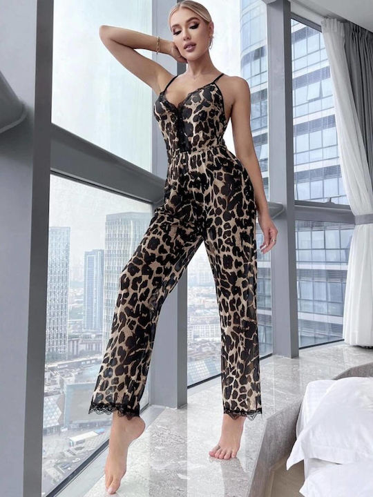Woman's Fashion Winter Women's Pyjama Set Brown